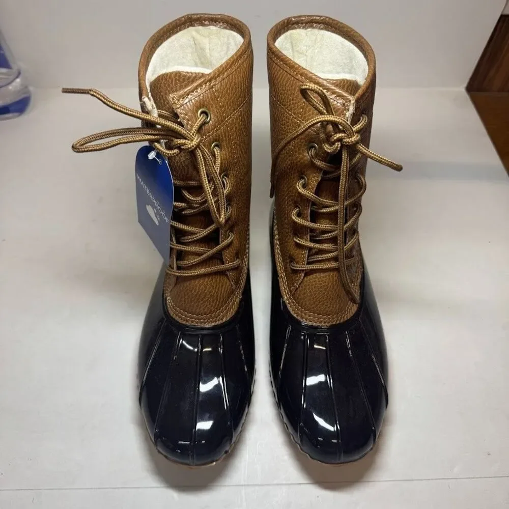 JBU Womens 7 M Chocolate Brown Leather Waterproof Lace Up Boots NIB KC6